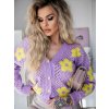 Fashionweek Krátky Ažúrový kardigán oversize s kvetmi NB102403 Farba: LILAC, Veľkosť: Universal