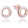 MINET Rose gold strieborné náušnice krúžky so zirkónmi