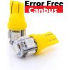 LED auto žiarovka T10 5 X SMD 5050 Canbus resistor, žltá