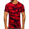 Červené pánske tričko s maskačovým vzorom Bolf S807