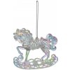 Clayre & Eef Strieborná vianočná ozdoba hojdací koník - 10*3*10 cm - Clayre & Eef
