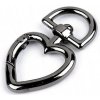 Kovová karabína otočná srdce, prievlak 15 mm nikel čierny 1ks