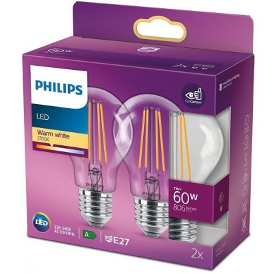 Philips | SADA 2x LED Žiarovka VINTAGE Philips E27/7W/230V 2700K | P4440