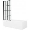 MEXEN/S - Cubik obdĺžniková vaňa 170 x 70 cm s panelom + vaňová zástena 80, čierna vzor 550317070X9208027077
