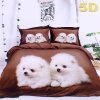 Obliečky na posteľ 7 dielna sada 5D Šteniatka Bavlna (Balenie posteľnej bielizne: 2 periny, 4 vankúše, 1 matrac)
