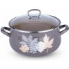 Metalac Hluboký hrnec Elegant se skleněnou poklicí lístky šedé 24 cm 6,5 l D2-24-49