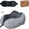 3D cestovný vankúš s pamäťovou penou – set so štuplemi a páskou na oči