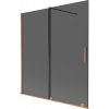 Mexen Velar, 2-krídlová posuvná vaňová zástena 150 x 150 cm, 8mm šedé sklo, medená matná, 896-150-000-41-65