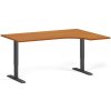Rohový výškovo nastaviteľný stôl, 160x120 cm, 1 motor, L/P, čierna podnož, čerešňa