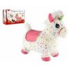 Hopsadlo jednorožec plyš biely s hviezdičkami vyššie. sedlá 23cm na batérie so zvukom