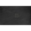 Rea Black Rock, konglomerátová sprchová vanička 120x90x3,5 cm + sifón, čierna, REA-K4580