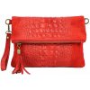 Kožená kabelka krokodíl 630 červená Červená