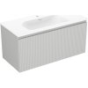 Mexen Rivel kúpeľňová skrinka 100 cm s umývadlom Vela, 1 zásuvka, ryhovaná, sivá matná/biela matná