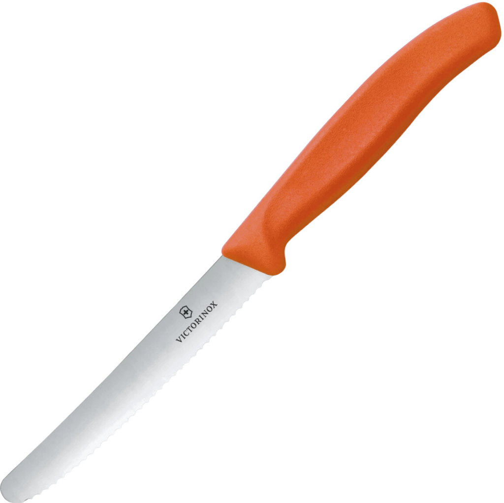 Victorinox SwissClassic Nôž na ovocie/zeleninu, 11cm, zubkovaný, oranžový 6.7839.C1