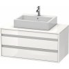 DURAVIT Ketho závesná skrinka pod umývadlo na dosku (umývadlo v strede), 2 zásuvky, 1000 x 550 x 496 mm, biela vysoký lesk, KT665502222