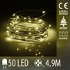 Vianočná led svetelná mikro reťaz vnútorná na batérie - 50led - 4,90m teplá biela