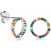 Again Jewelry strieborné náušnice s farebnými kubickými zirkónmi AJNS0042