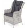 Ratanea Záhradné ratanové kreslo KINGSTON svetlo-sivé s tmavou poduškou