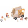 eliNeli Drevené autíčko 2v1 so zvieratkami - Jeep + vkladačka