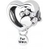Strieborný prívesok Fur mom so srdiečkom a labkou