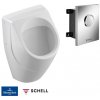 Villeroy & Boch + Schell - Pisoár s tlačným splachovaním, biela/chróm