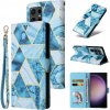 Peňaženkové 3D puzdro Marble na Samsung Galaxy S24 Ultra 5G - Modrá