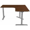 Delso Rohový výškovo nastaviteľný stôl Shaper 130 x 180 cm ľavý, orech / sivá