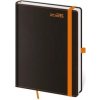 Diár 2026 DOUBLE BLACK-ORANGE, A5 týždenný, 128 str, 145x205mm, s gumičkou