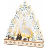 Dekorácia MagicHome Vianoce, Dedinka s kostolom, LED, MDF, 30x7x33,5 cm, 2x AAA