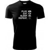 Play Eat Sleep Repeat game - Pánske tričko Fantasy športové - L ( Čierna )