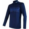SENSOR COOLMAX THERMO pánske tričko dl.rukáv tm.modrá / vzor Veľkosť: XXL