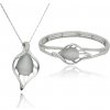 Darčekový komplet šperkov YVON v tvare listu s bielym kremeňom