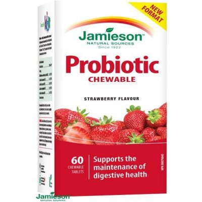 Jamieson Bakteriálne kultúry tablety na cmúľanie s príchuťou jahodového jogurtu 60 tbl
