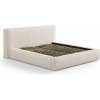 Krémovobiela čalúnená dvojlôžková posteľ s úložným priestorom s roštom 200x200 cm Simon Olivia – Micadoni