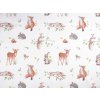 Bavlněná látka / plátno lesní zvířátka METRÁŽ - (75) bílá