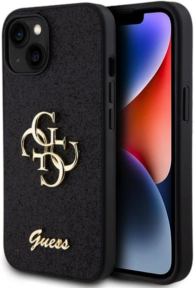 Guess PU Fixed Glitter 4G Metal Logo iPhone 13 čierne