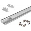 Brolux MasterLED Hliníková zápustná lišta Xudo, Strieborná s Bielym krytom a príslušenstvom, 10mm, 2m