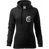 Volejbal lopta prso - Mikina dámska trendy zipper s kapucňou - L ( Čierna )