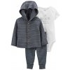 Carter's set 3dielny mikina tepláky body kr. rukáv Grey Stripes chlapec LBB