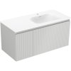 Mexen Rivel kúpeľňová skrinka 100 cm s umývadlom Vela pravá, 1S, 1D, ryhovaná, sivá mat/biela mat