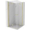 Mexen Mist-F Duo, skladací sprchový kút 80 x 80 cm, číre sklo, zlatý matný profil, 8A6-080L-080P-55-00
