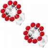 Šperky eshop - Náušnice zo striebra 925, kvietok z čírych a červených krištáľov Preciosa I31.07