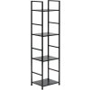 ModernHome CWJ3024112L Drevená policová jednotka s kovovým rámom a 4 policami, čierna