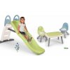 Set šmykľavka s dvojitou vlnou a posedením Toboggan Life Smoby dĺžka šmyku 200 cm s vodotryskom a stolík s 2 stoličkami KidChair