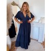 ZAZZA Dlhé tmavomodré šaty s krátkym rukávom Veľkosť: XL