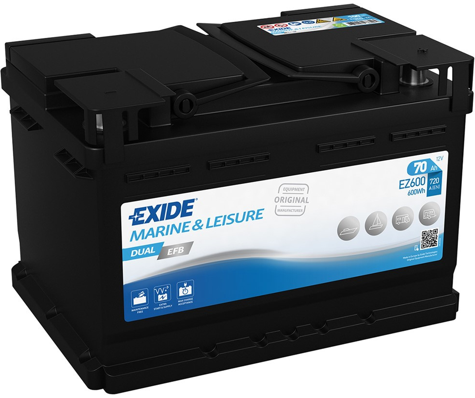 Exide DUAL EFB 12V 70Ah 720A EZ600