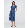 GAP Chambray maxi šaty s vreckami Americana Tmavo modrá XS Tmavo modrá Tmavo modrá