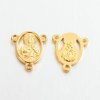 Medzikus ruženec zlatý 18x16x2mm obojstraný, 1ks (diera 2mm)