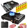 Turistický varič na plyn + 6 prenosných polovičných kartuší 2v1 2500W kufrík