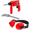 WADER POLESIE Červená sada náradia, vŕtačka, chrániče sluchu, posuvné meradlo 91116
